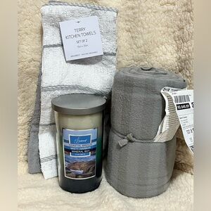 New Candle, Throw Blanket, Towel Bundle